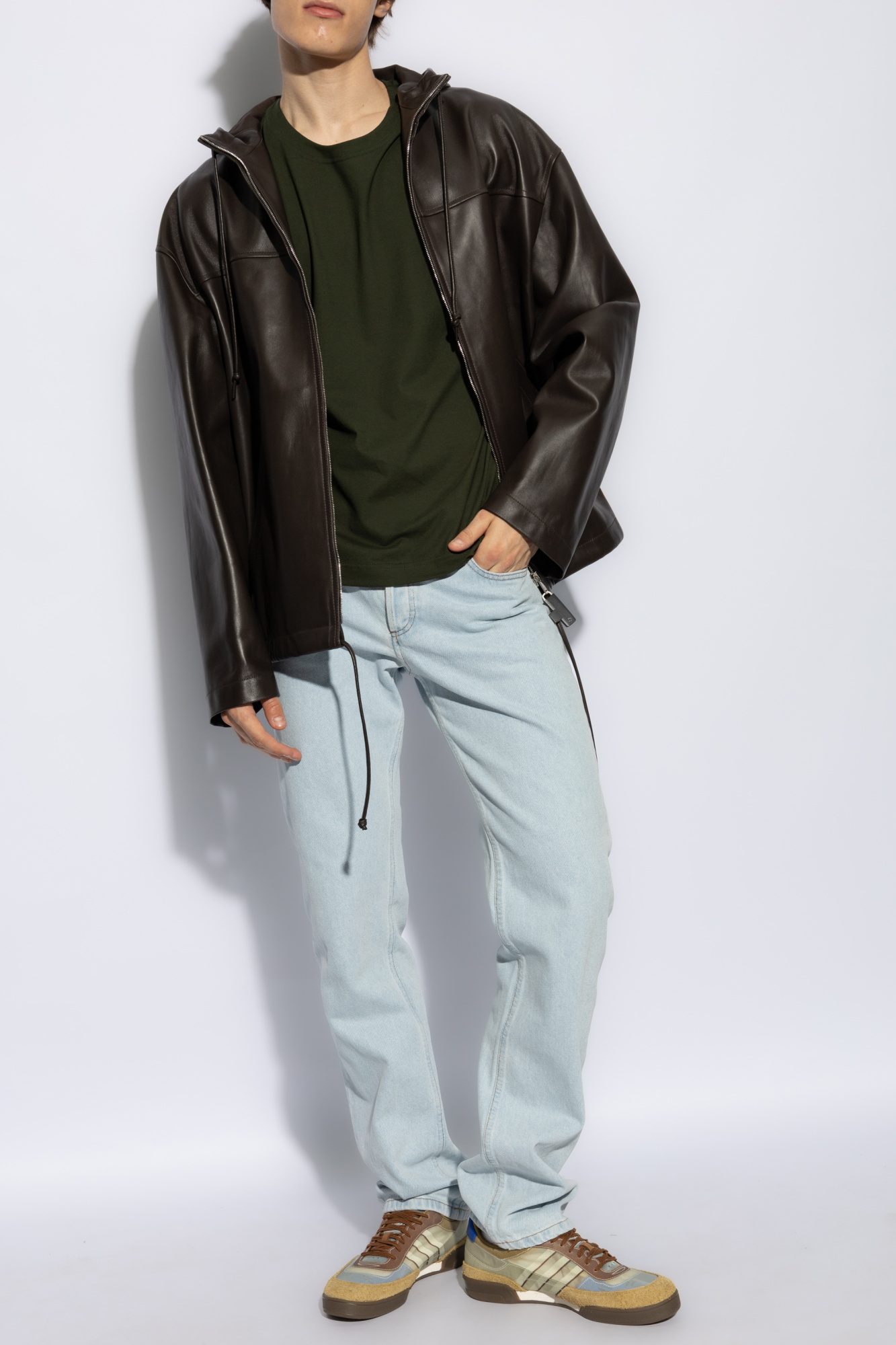 【HOMME PLISSE】テクニカル プリーツ トップ Tシャツ グリーン HOMME PLISSE】テクニカル プリーツトップ ドレープ グリーン